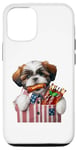 Coque pour iPhone 15 Pro Shih Tzu, 4 juillet, côtes levées au barbecue pour hommes, femmes et enfants, chiot, dans une poche