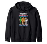 Bigfoot alien robot we are trouble when we are together Zip Hoodie