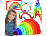 Puslespill Tooky Toys Tar Leker Oppvarming Treblokker Montessori Rainbow