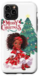 Coque pour iPhone 11 Pro Fille noire magique à la peau brune, mélanine, sœur de Noël