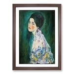 Big Box Art Portrait of A Lady by Gustav Klimt Framed Wall Art Picture Print Ready to Hang, Walnut A2 (62 x 45 cm)