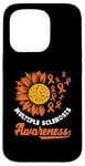 Coque pour iPhone 15 Pro Ruban orange tournesol sensibilisation à la sclérose en plaques