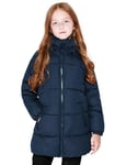 maoo garden Girls Winter Long Puffer Lightweight Coat Thick Padded Soft Fleece Jacket with Hood (Veste polaire épaisse et rembourrée avec capuche) 817 Marine 13-14Y