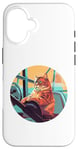 iPhone 16 Cute Orange Fitness Cat on Gym Lifting Bench Case