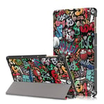 Huawei MatePad T10s - Tri-Fold läderfodral med tryckt Design - Graffiti