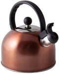 VIA MONDO 2L COPPER STAINLESS STEEL WHISTLING KETTLE Camping Caravan Motorhome