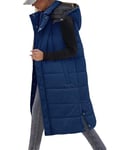 Tuopuda Blouson sans Manche Femme, Doudoune Longue sans Manche Manteau Longue Veste Extérieure à Courtepointe Chaud Parka Hiver Outercoat Vêtement d'extérieur d'hiver Rembourré, Marine, XL