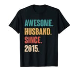 9th Year Wedding Anniversary Epic Awesome Husband Since 2015 T-Shirt