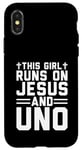 Coque pour iPhone X/XS Cette fille court sur Jesus and Uno, jeu de cartes chrétien amusant