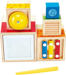 Hape - Boite Musical Gigognes - Jeu de Cubes Sonores à Empiler - Jouet en Bois Musical pour Bébé dès 18 Mois - Cadeau Naissance 1er Age - Enfant Fille et Garçon - Jouets d'Éveil et de Motricité