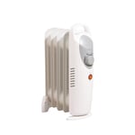 Mini Oil Filled Radiator 5 Fin 650W Portable Heater Variable Thermostat White