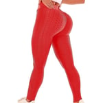 Kvinnors Leggings Yogabyxor med hög midja Tiktok Scrunch Butt Jacquard Ruched Booty Tights Mage Control Butt Lift Grå Vit Svart Lila Fitn Red Red XL