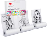 3 rouleaux-papier autocollant,transparent papier thermique autocollant pour mini imprimante M02/M02Pro/M02S/M03/M03AS/M04S/M04AS,50mm