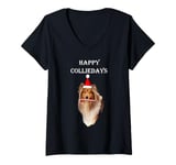 Womens Happy Colliedays Christmas Collie V-Neck T-Shirt