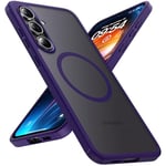 TOCOL Coque Magnétique pour Samsung Galaxy S24 FE 6,7 Pouces, Compatible avec MagSafe [Militaire Antichoc Protection] Coque Mat Translucide Fine Antichoc, Magnetic Violet