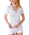 Damart - T-Shirt, Maille Ajourée Thermolactyl, Femme, Blanc, Taille XL, Manches Courtes