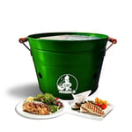 Vikkieerin - Barbecue de table au charbon de bois - Grand barbecue rond - Portable - Compact et léger - Style rétro - Vert - Ø 38 cm