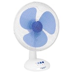 Bestron Ventilateur de table mobile Ø 35cm, Petit ventilateur avec 3 niveaux de vitesse & fonction oscillation 75°, Hauteur : 35 cm, 40 Watts, DDF35W, Couleur: blanc