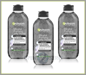 3x Garnier SkinActive Micellar Purifying Jelly Water + Charcoal | All in 1-400ml