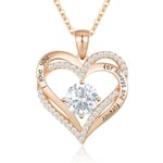 CDE 925 Sterling Silver April Birthstone Pendant Necklace for Women Rose Gold Plated Forever Love Heart Necklaces Jewellery Anniversary/Birthday Gifts for Her/Mum/Wife