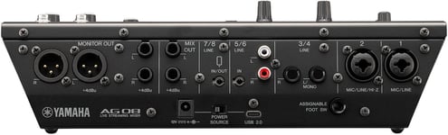Yamaha AG08 MK2 Live Streaming mikseri, musta