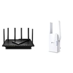 TP-Link Archer AX73 Routeur WiFi AX5400 Gigabit WiFi 6 bi-Bande Noir & Répéteur WiFi 6 Mesh, Amplificateur WiFi AX1800 Couvre jusqu'à 100 m², WiFi Extender, WiFi Booster, 1 Port Ethernet Gigabit