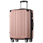 Merax Valise Rigide à roulettes avec Serrure en Pouces TSA avec 4 roulettes et poignée télescopique en ABS Rose Taille XL 76,5 x 50,5 x 31,5 cm, Rose, XL, Mallette Rigide