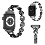 Apple Watch Series 5 44mm 8-muotoinen kiiltävä strassikivinen kellonauha - Musta