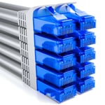 10x 0,25m CAT6 Set de Câbles Réseau - Court 25cm U-UTP RJ45 CAT-6 Câble LAN Câble Patch Ethernet Câble DSL Switch Routeur Modem Répéteur Panneau de Brassage - Gris