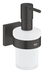 GROHE Start Distributeur de Savon avec Support pour Salle de Bain, 160ml, Fixations Cachées, A coller avec GROHE QuickGlue ou à visser, Noir Mat, 410982430