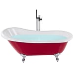 Baignoire Vintage Acrylique 1700 x 760 mm Autoportante avec Pieds Rouge Cayman