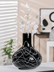 GILDE Vase déco Noir Blanc - Vase déco Moderne Objet en Verre Vase de Fleurs Fait Main en Verre coloré - Hauteur 28 cm
