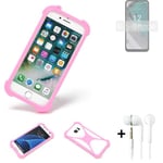 Bumper + earphones for Nokia C32 Silicone rotector Edge ring pink