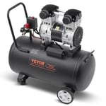 VEVOR Compresseur d'Air sans Huile, Réservoir Acier 60 L, 1,25 kW, 5,3 CFM 90 PSI, Pression Max 125 PSI, Compresseur Silencieux Portable pour Réparation Automobile, Gonflage Pneus, Peinture Pistolet