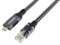 PremiumCord Câble Ethernet USB-C Vers RJ45 10/100/1000 Mbit/s, Cat 6 FTP, USB-C Mâle Vers RJ45 Mâle, USB 3.2 Gen 1, Câble Tressé Robuste, Couleur Space Grey, Longueur 3 m