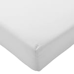 Highams Luxury Plain Dyed Deep Fitted Bed Sheet Cotton Easy Care Bedding, White - Single