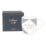 DRAEGER PARIS - Mug blanc et bleu en céramique "Collègue en or" - Idée Cadeau Mug Humour pour Collègue, Frère, Ado, Ami, Partenaire - Tasse originale avec Coffret Cadeau