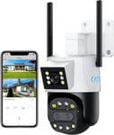 2K(2Mp+2Mp) Camera Surveillance Wifi Exterieure, Ptz Caméra Extérieur, 360° Caméra À Double Objectif, Détection Humaine,Suivi Automatique, Vision Nocturne Couleur, Audio Bidirectionnel,Étanche