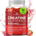 RM Creatine Gummies 5000mg MAX - 90 Gummies (Strawberry Flavour) - Creatine Monohydrate - Pre Workout Gym Supplement for Men & Women - Vegan & Gluten Free