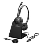 Jabra Casque stéréo Engage 55 UC, Adaptateur DECT Link 400a USB-A, Support de Bureau Engage 55, câble USB-C vers USB-A, étui de Transport, Garantie et Avertissement (brochures de sécurité)