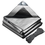 VOUNOT Bâche de Protection en Polyéthylène 180g/m² Bâche Imperméable Ultra Lourde et Résistante Revêtue des Deux côtés avec Oeillets en Aluminium Couverture Étanche pour Jardin et Piscine Gris 3x4m