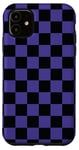 Coque pour iPhone 11 Violet, noir, motif damier, carreaux