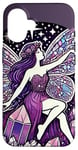 Coque pour iPhone 16 Illustration de fée en cristal violet améthyste