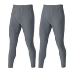 YUSHOW Lot de 2 Caleçon Long Homme Thermique sous-Vêtement Chaud Collant Homme Hiver Legging Doux et Léger,Gris, Taille L