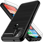 For Google Pixel 5 Case Carbon Fibre Cover & Glass Screen Protector