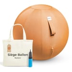 Backerz Siège Ballon 65cm - Balle intérieure PVC Résistante, Capacité 110kg, Caoutchouc, Housse Lin Doux Lavable - Chaise Ballon Ergonomique Bureau & Yoga, pour Bonne Posture - Orange