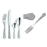 Amefa Vintage Kings 16 Piece 4 Person Cutlery Set - Gift Boxed, Silver & Olympia D68612X Kings Dessert Fork 184mm 18/0 Stainless Steel Cutlery Kitchen