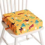 Czrrzl Rehausseur Chaise Enfant Lavable Portabilité Cartoon Rehausseur Chaise Bebe 2 Boucle de Sécurité Antidérapant Rehausseur de Chaise pour Enfant Chaise Nomade Bebe pour à La Maison Partir(Jaune)