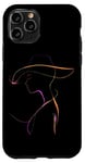 Coque pour iPhone 11 Pro Silhouette colorée femme dans un chapeau