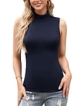 Irevial T-Shirt sans Manche Femme Haut Col Roulé Hiver Top Chaud Haut Col Montant Chic Débardeurs Thermal